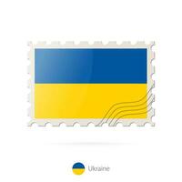 Postage stamp with the image of Ukraine flag. vector