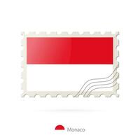 Postage stamp with the image of Monaco flag. vector