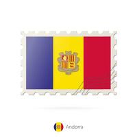 Postage stamp with the image of Andorra flag. vector