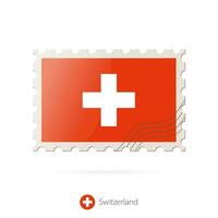 Postage stamp with the image of Switzerland flag. vector