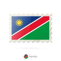 Postage stamp with the image of Namibia flag. vector