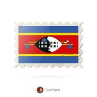 Postage stamp with the image of Swaziland flag. vector