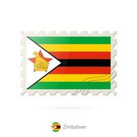 Postage stamp with the image of Zimbabwe flag. vector