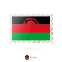 Postage stamp with the image of Malawi flag. vector