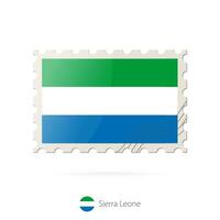 Postage stamp with the image of Sierra Leone flag. vector