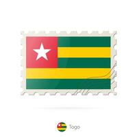 Postage stamp with the image of Togo flag. vector