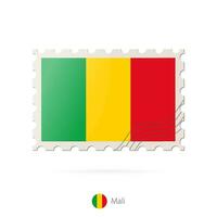 Postage stamp with the image of Mali flag. vector