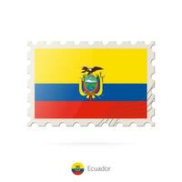 Postage stamp with the image of Ecuador flag. vector