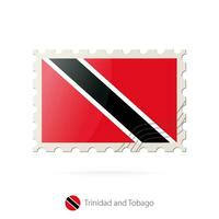 Postage stamp with the image of Trinidad and Tobago flag. vector