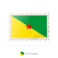 Postage stamp with the image of French Guiana flag. vector