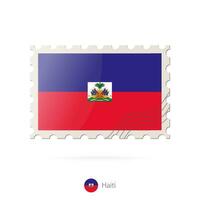 Postage stamp with the image of Haiti flag. vector