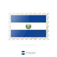 Postage stamp with the image of El Salvador flag. vector