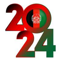 contento nuevo año 2024 bandera con Afganistán bandera adentro. vector ilustración.