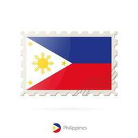 Postage stamp with the image of Philippines flag. vector