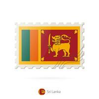 Postage stamp with the image of Sri Lanka flag. vector