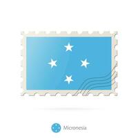 Postage stamp with the image of Micronesia flag. vector