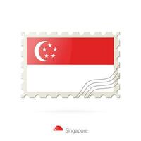 Postage stamp with the image of Singapore flag. vector