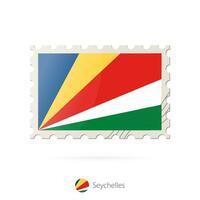 Postage stamp with the image of Seychelles flag. vector