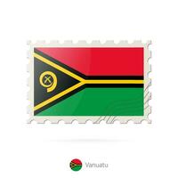 Postage stamp with the image of Vanuatu flag. vector