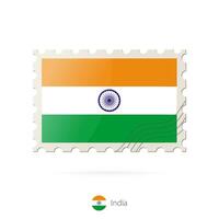 Postage stamp with the image of India flag. vector