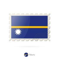 Postage stamp with the image of Nauru flag. vector