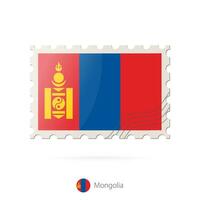 Postage stamp with the image of Mongolia flag. vector