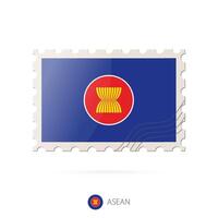 Postage stamp with the image of ASEAN flag. vector