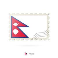 Postage stamp with the image of Nepal flag. vector