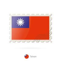 Postage stamp with the image of Taiwan flag. vector