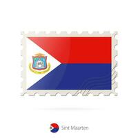 Postage stamp with the image of Sint Maarten flag. vector