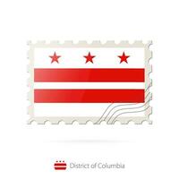 Postage stamp with the image of District of Columbia flag. vector