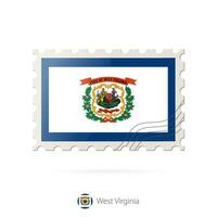 Postage stamp with the image of West Virginia state flag. vector