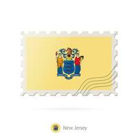 Postage stamp with the image of New Jersey state flag. vector