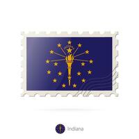 Postage stamp with the image of Indiana state flag. vector