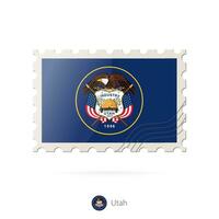 Postage stamp with the image of Utah state flag. vector