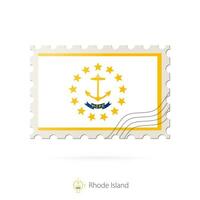 Postage stamp with the image of Rhode Island state flag. vector