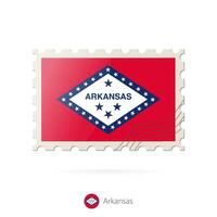 Postage stamp with the image of Arkansas state flag. vector