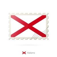 Postage stamp with the image of Alabama state flag. vector