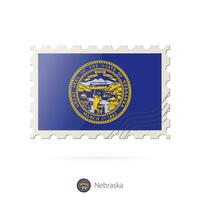 Postage stamp with the image of Nebraska state flag. vector