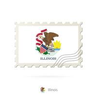 Postage stamp with the image of Illinois state flag. vector