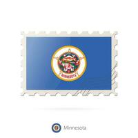 Postage stamp with the image of Minnesota state flag. vector