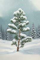 green fir branch covered with snow winter graphics photo