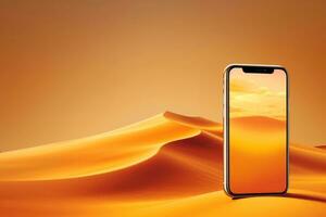 Mockup of beautiful smartphone mobile with multicolor background, Generative AI illustration photo