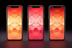 Mockup of beautiful smartphone mobile with multicolor background, Generative AI illustration photo