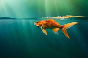 goldfish swimming in the ocean. AI-Generated photo