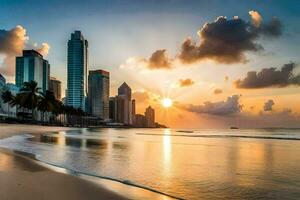 el Dom conjuntos terminado el ciudad horizonte en el antecedentes. generado por ai foto