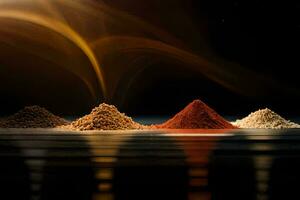 the four different types of spices are shown. AI-Generated photo