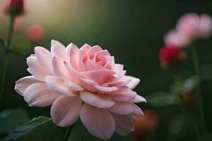 un rosado flor es mostrado en el luz de sol. generado por ai foto
