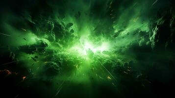 Explosion with green lighting. Generative AI photo