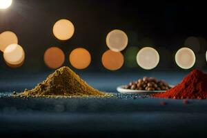 spices and spices on a table. AI-Generated photo